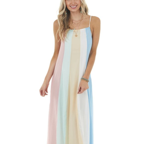 Davi and Dani Pastel Multicolor Colorblock Maxi - Picture 1 of 8